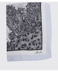 Liu Jo - Square Polyester Scarf With Floral Print And Logo - Lyst