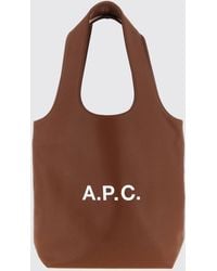 A.P.C. - Ninon Synthetic Leather Tote Bag With Double Handle And Printed Logo - Lyst