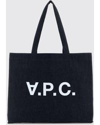 A.P.C. - Cotton Denim Tote Bag - Lyst