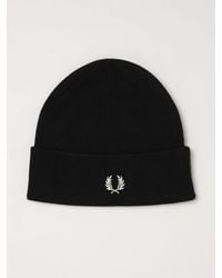 Fred Perry - Wool And Cotton Blend Beanie Hat With Embroidered Logo - Lyst