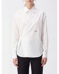 DSquared² - Slim Fit Stretch Cotton Wrap Shirt With Asymmetrical Closure - Lyst