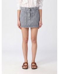 Isabel Marant - Striped Cotton Denim Pencil Mini Skirt - Lyst
