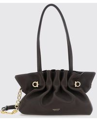 Ferragamo - Soft Draped Nappa Leather Shoulder Bag With Double Handle - Lyst