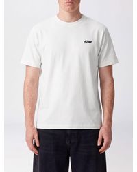 Autry - Crewneck Cotton T-Shirt With Contrasting Embroidered Logo - Lyst