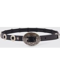 Golden Goose - Leather Belt With Metallic Applications - Lyst