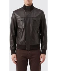 Dolce & Gabbana - Dolce &Amp Gabbana Smooth Lambskin Leather Bomber Jacket With High Neck - Lyst