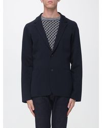 Emporio Armani - Single-Breasted Viscose Blend Blazer With Patch Pockets - Lyst