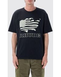 Rhude - Crewneck Cotton T-Shirt With Graphic Print And Contrast Logo - Lyst