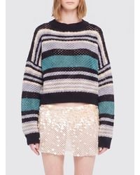 Alanui - Striped Open-Knit Cashmere Crewneck Jumper With Dropped Shoulders - Lyst