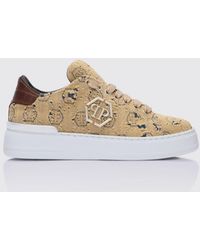 Philipp Plein - Bleached Denim Sneakers With Hexagon Jacquard - Lyst
