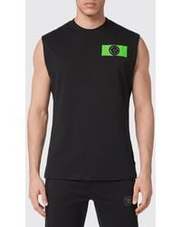 Philipp Plein - Slim Fit Cotton Tank Top With Hexagon Logo On The Chest - Lyst