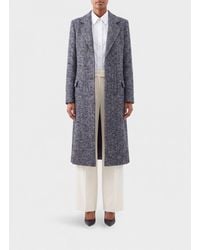 Tagliatore - Chevron Pattern Single-Breasted Wool Coat - Lyst