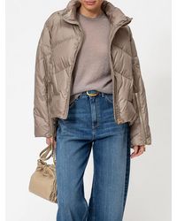 Twinset - Short Quilted Nylon Puffer Jacket With High Neck And Zip Closure - Lyst
