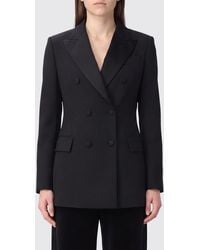 P.A.R.O.S.H. - P.A.R.O.S.H. Double-Breasted Short Virgin Wool Blazer With Lapel Collar - Lyst