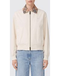 Burberry - Cotton Bomber Jacket With Check Pattern Collar And Ekd Logo - Lyst