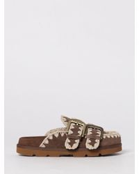 Mou - Low Bio Suede Sabot With Stitching - Lyst