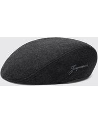 Jacquemus - Wool Beret Cap With Visor And Embroidered Logo - Lyst