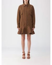 Stella McCartney - Cotton Mini Chemisier Dress With Long Sleeves And Ruffles - Lyst