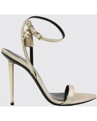 Tom Ford - Padlock High-Heeled Laminated Leather Sandals With Charms - Lyst