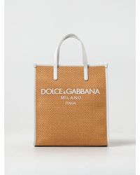 Dolce & Gabbana - Borsa in rafia e pelle - Lyst