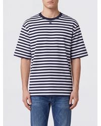 Dolce & Gabbana - Dolce &Amp Gabbana Striped Cotton T-Shirt With Dg Monogram And Dropped Shoulders - Lyst