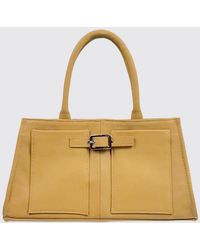 GIMAGUAS - Annamaria Suede Leather Shoulder Bag With Double Handle - Lyst