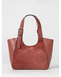 Furla - Suede And Smooth Leather Shoulder Bag With Double Handle - Lyst