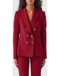 Pinko - Alexia Cropped Double-Breasted Crêpe Blazer With Rever Collar - Lyst
