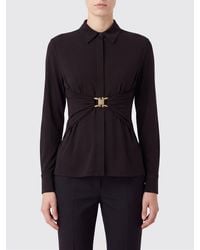 Ferragamo - Slim Fit Stretch-Viscose Shirt With Ruched Waist And Gancini Logo - Lyst