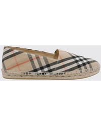 Burberry - Mews Linen Blend Espadrilles With Vintage Check Print - Lyst