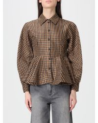 Ganni - Cotton Blend Check Print Shirt - Lyst