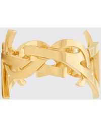 Saint Laurent - Cassandre Bandring Von Aus Messing Mit Ysl-Monogramm - Lyst
