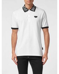 Philipp Plein - Hexagon Logo Cotton Polo Shirt With Ribbed Collar - Lyst