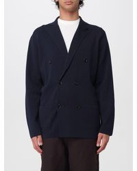 Lardini - Double-Breasted Cotton Knit Jacket - Lyst