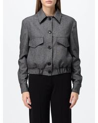 Hanita - Rayon Bomber Jacket With Classic Collar - Lyst