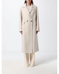 Hanita - Double-Breasted Long Wool Blend Coat With Peak Lapels - Lyst
