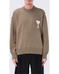 Ami Paris - Wool And Cotton Knit Sweater With Logo - Lyst
