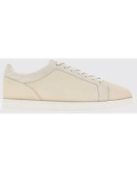 Brunello Cucinelli - Low Top Leather And Suede Sneakers With Printed Logo - Lyst