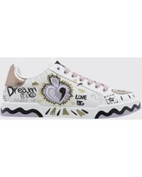 Dolce & Gabbana - Dolce &Amp Gabbana Portofino Calf Leather Sneakers With Graphic And Slogan Print - Lyst