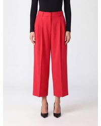 Elisabetta Franchi - High-Waisted Cropped Wide-Leg Gabardine Trousers - Lyst