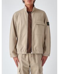 Stone Island - Wool Blend Bomber Jacket With Compass Logo And Relaxed Fit - Lyst