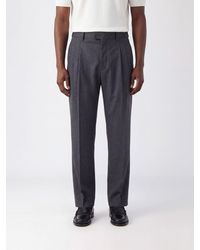 Paolo Pecora - Slim Fit Mid-Rise Cotton Tailored Trousers - Lyst