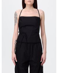 MSGM - Cotton Evening Top With Criss-Cross Thin Straps And Straight Neckline - Lyst