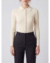 Fendi - Slim Fit Ribbed Wool And Silk-Blend Cardigan - Lyst