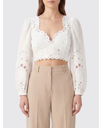 Charo Ruiz - Cropped Broderie Anglaise Top Ibiza With Balloon Sleeves - Lyst