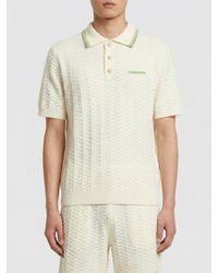 CASABLANCA - Cotton Blend Knit Polo Shirt - Lyst