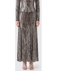 Rabanne - Crêpe Pencil Long Skirt With Bead And Rhinestone Embroidery - Lyst
