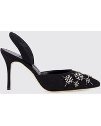 Manolo Blahnik - Ralyne Satin Slingback Pumps With Rhinestones - Lyst