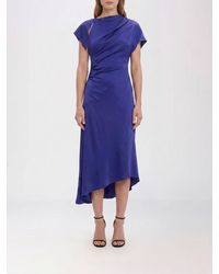 Victoria Beckham - Asymmetric Slim Fit Midi Dress With Short Sleeves - Lyst