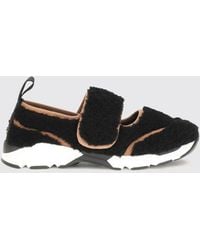 Marni - Bicolour Shearling Mary Jane Sneakers With Velcro Strap Closure - Lyst